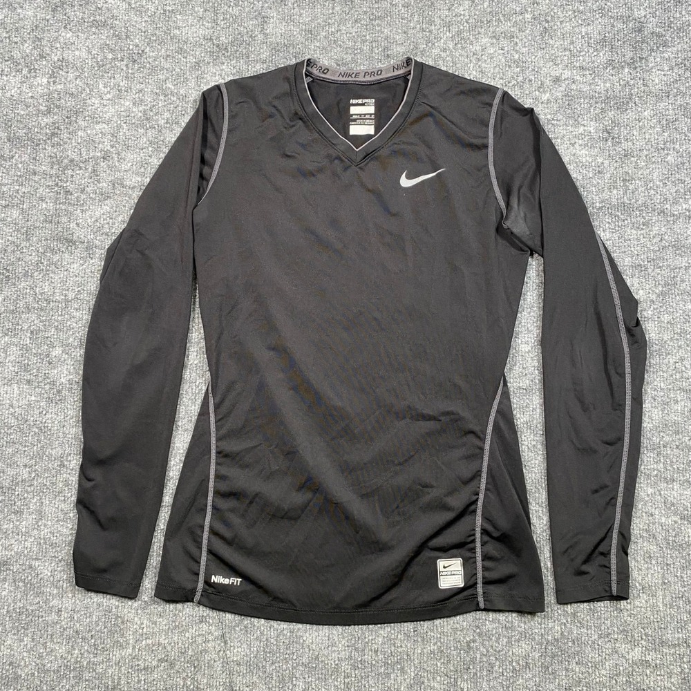 Nike Pro Fitted Long‎ Sleeve Base Layer Top Black Womens XS 274724-010